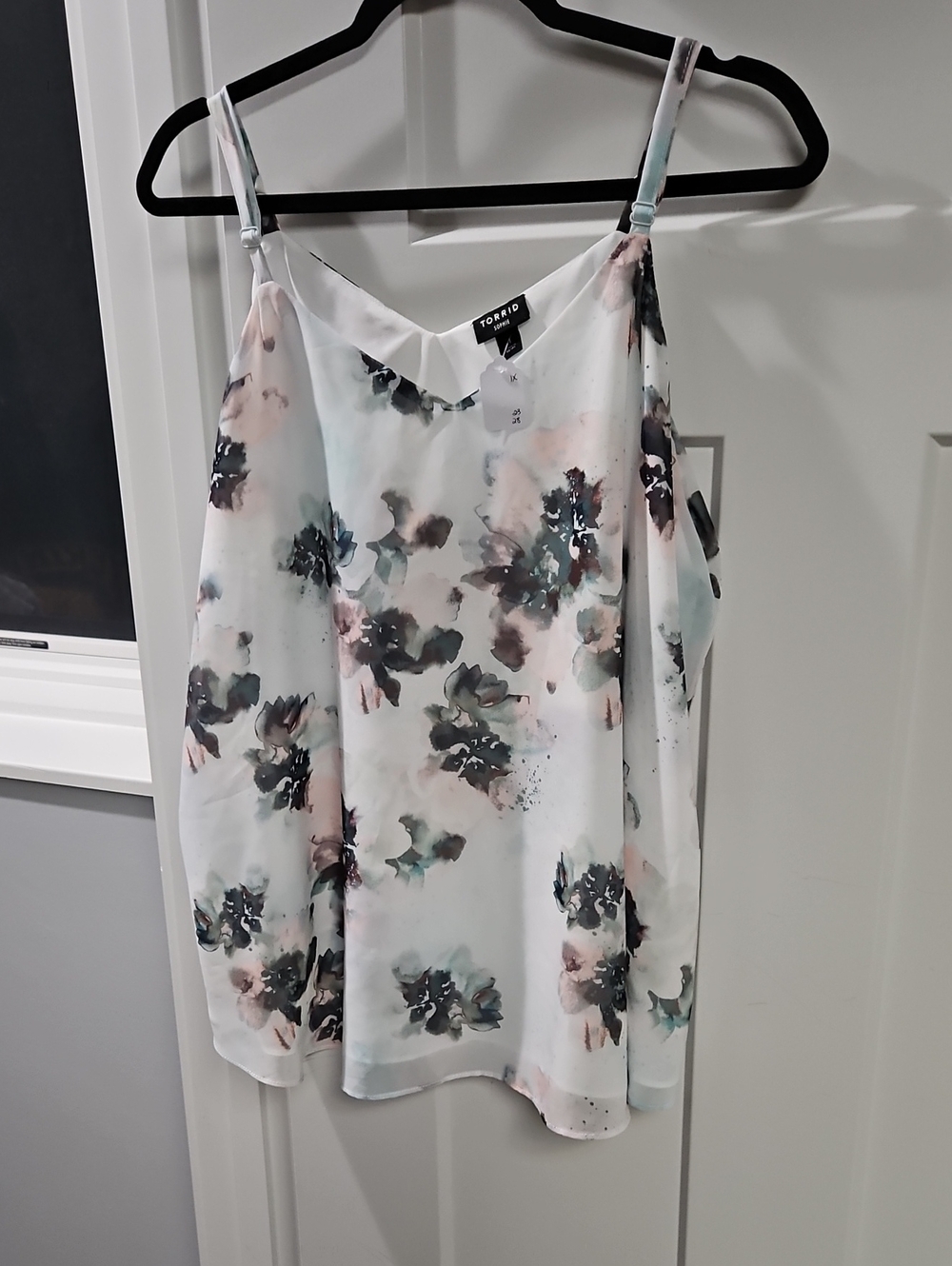 torrid White Floral Watercolor Satin Cami